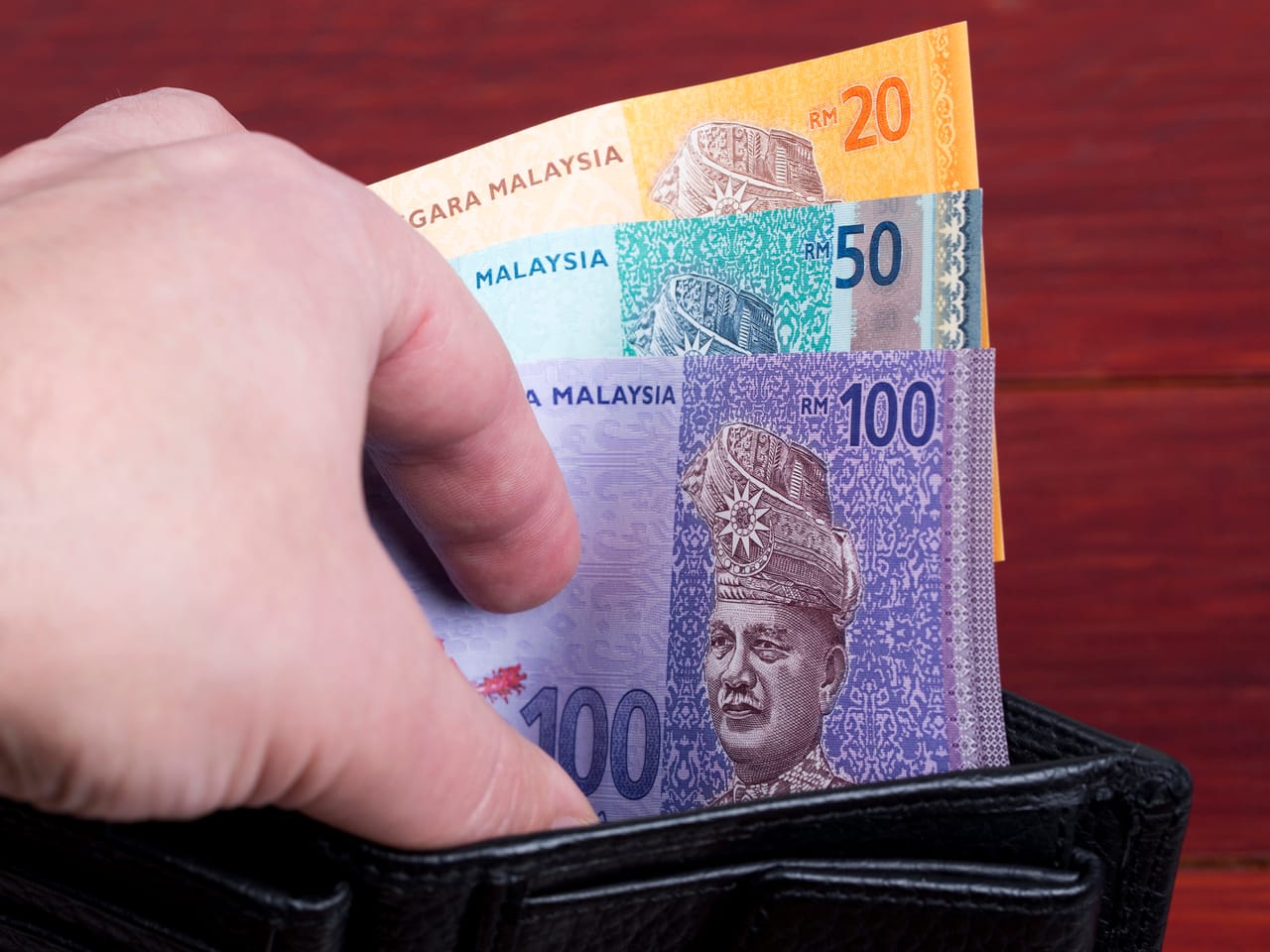 Malaysian Ringgit in a wallet